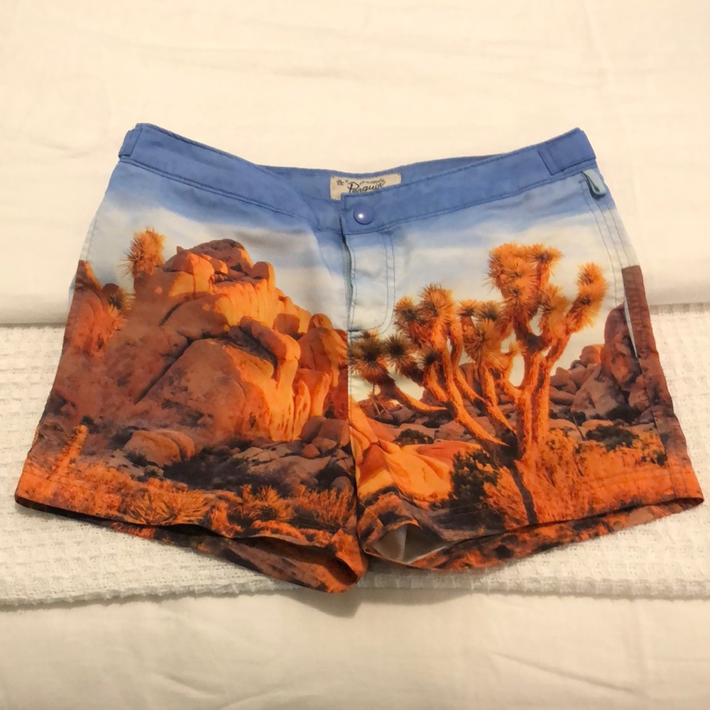 Men’s Original Penguin Blue and Orange Swim Shorts